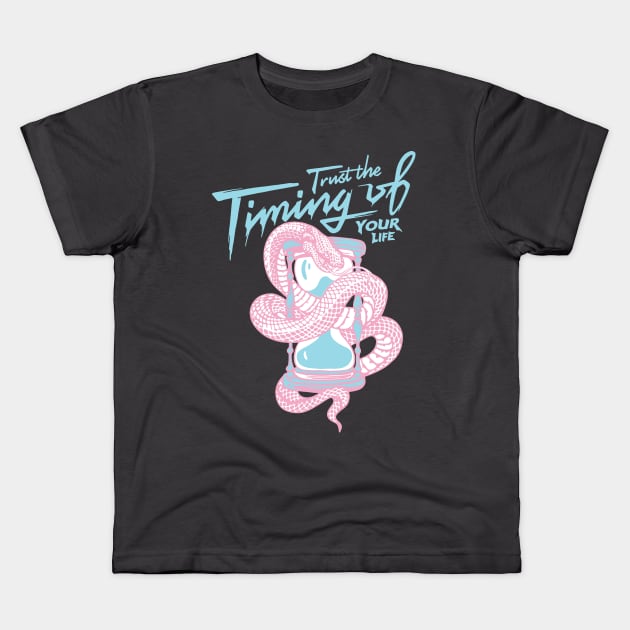 Trust The Timing Of Your Life Kids T-Shirt by CHAKRart